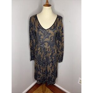 Peruvian Connection‎ V-neck Long Sleeve Heavy Knit Cotton Dress Medium M